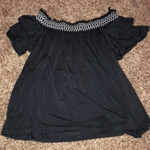 Off the shoulder navy blue blouse